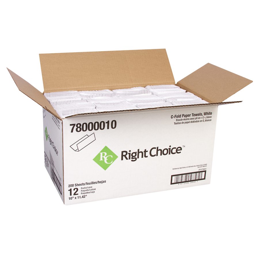 Right Choice Paper C Fold Towels 1 Ply White C Fold Hand Towels